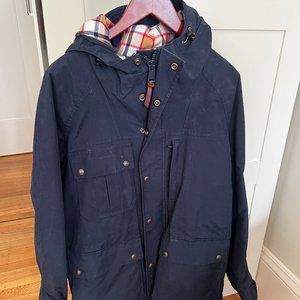 Land's End Windproof, Water resistant jacket, hooded. Navy.
